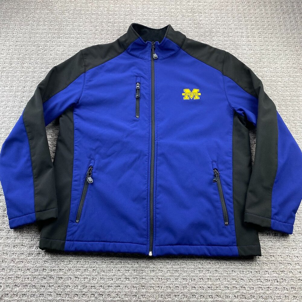 Michigan Wolverines Jacket Full Zip Men L Blue Parka Official Collegiate Merch